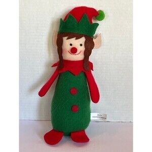 Elf Green Felt Plush Standing Bean Bottom Christmas House Holiday Decoration NEW
